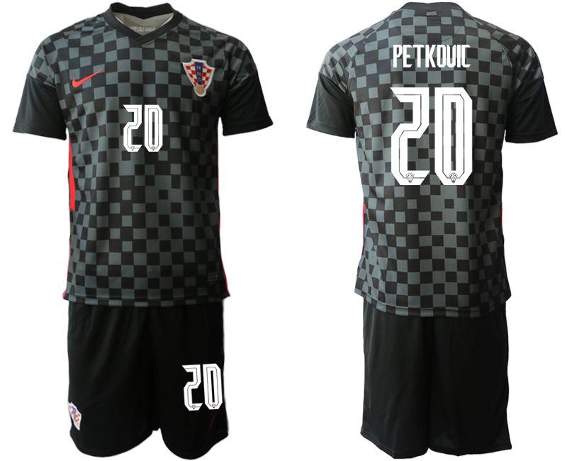 Men 2020-2021 European Cup Croatia away black #20 Nike Soccer Jersey